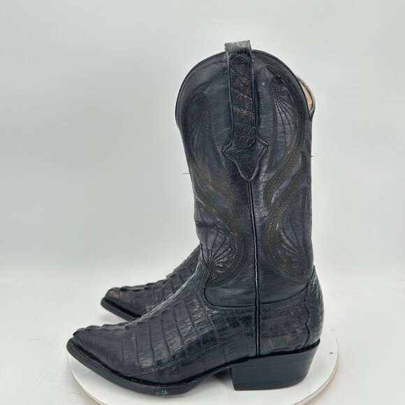 Cuadra Women 8 Men 6  Black Alligator Leather Pointed Toe Pull On Western Boot - Picture 1 of 13